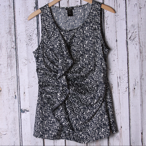 Ann Taylor Tops - Ann Taylor Navy & White Front Ruffle Tank Size 6